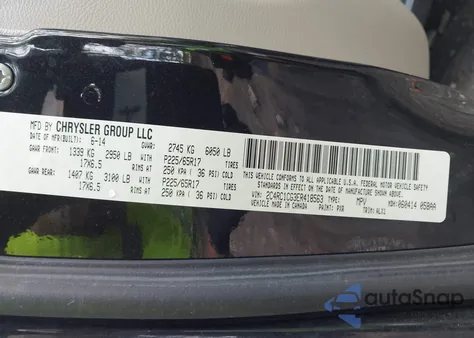 2014 Chrysler Town & Country Touring L z USA, uszkodzony, nr VIN 2C4RC1CG3ER418563